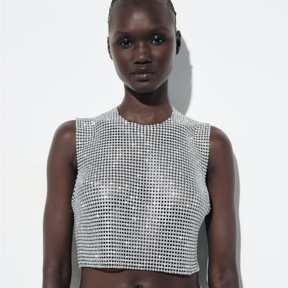 Zara Open Back Rhinestone Top - Picture 2 of 9